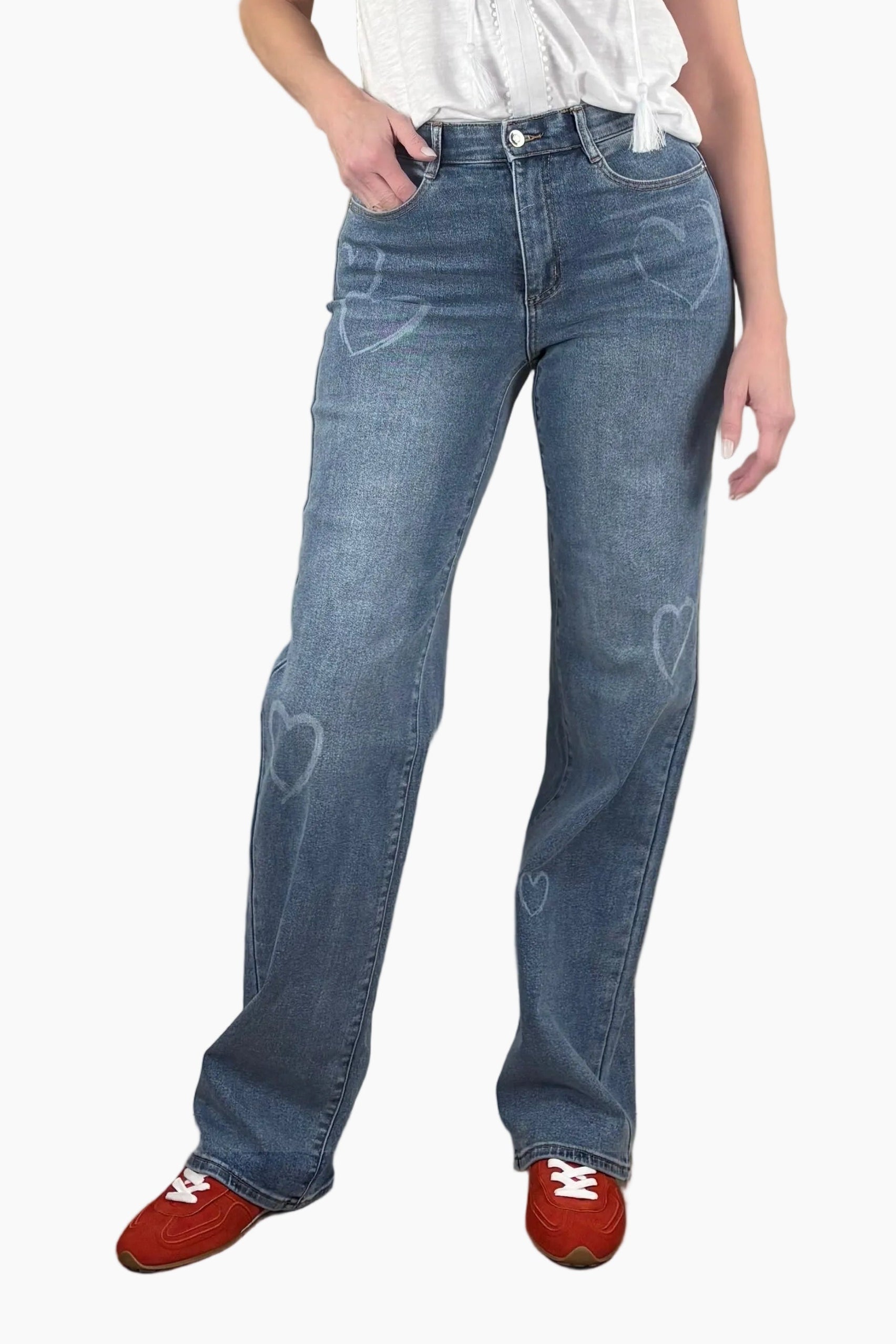 Heart Print Tall Straight Leg Jean - Simply Tall Womens Clothing