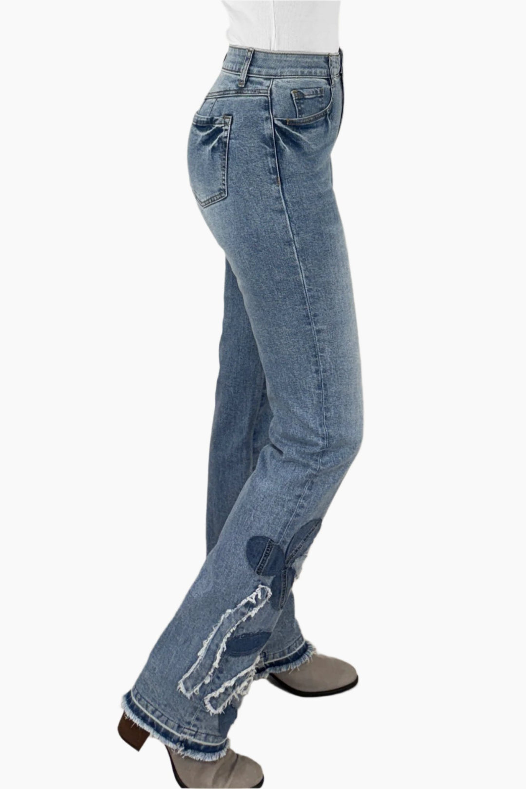 Boho Floral Applique Jean - Final Sale