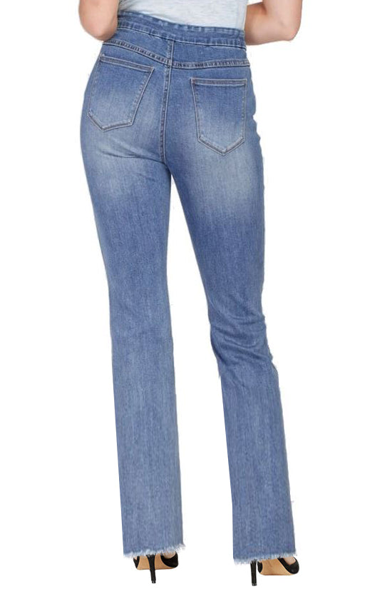 Fray Hem Straight Leg Jean - Final Sale