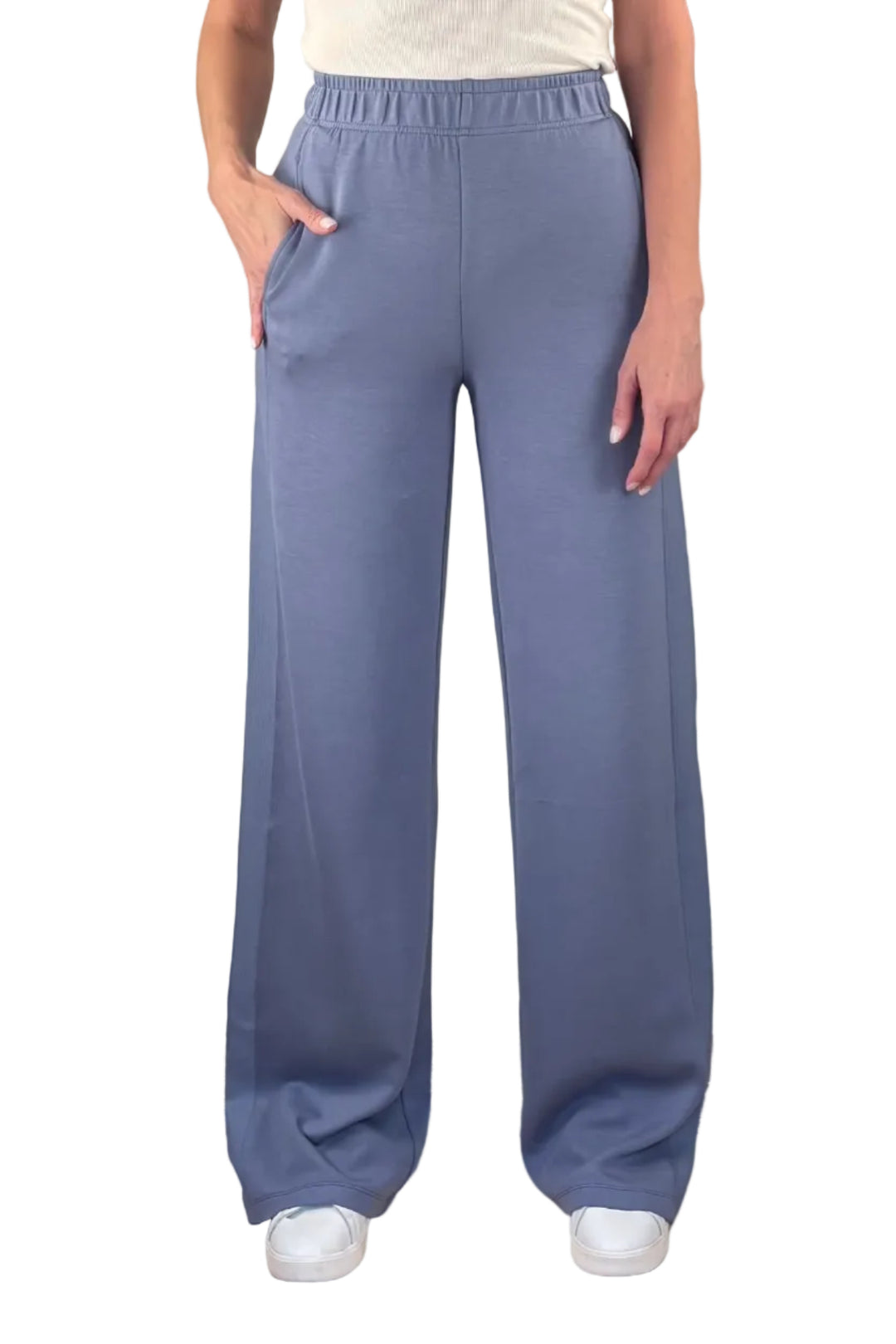 Luxe Wide Leg Tall Sweatpant Dusty Blue