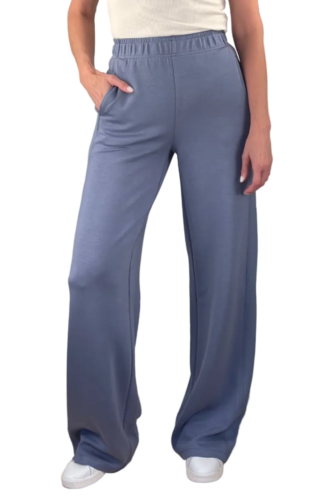 Luxe Wide Leg Tall Sweatpant Dusty Blue