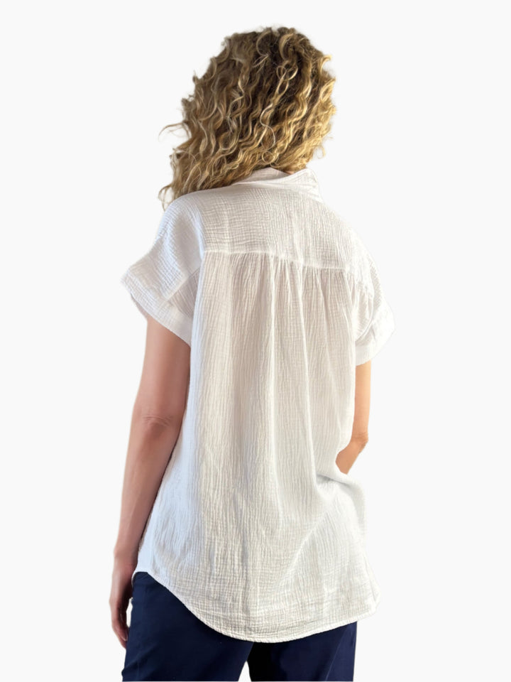 Oversized Cotton Gauze Camp Shirt