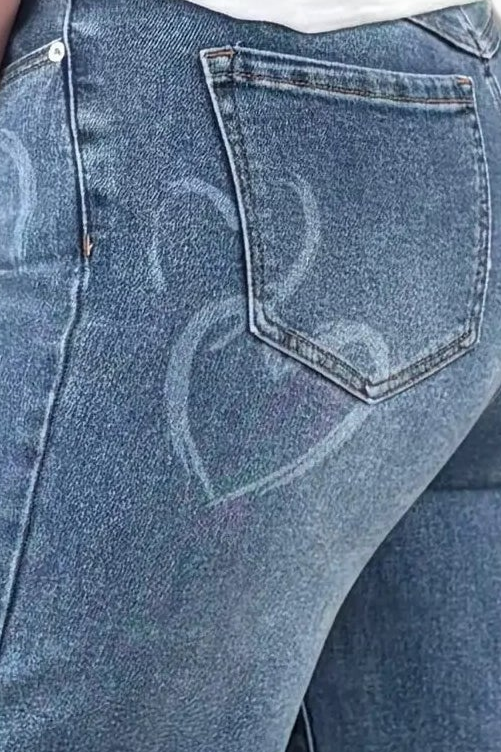 Heart Print Tall Straight Leg Jean