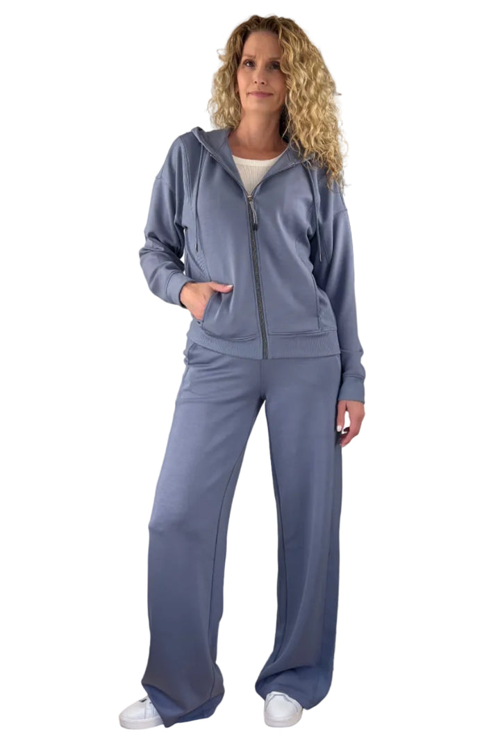 Luxe Zip Tall Hoodie Dusty Blue