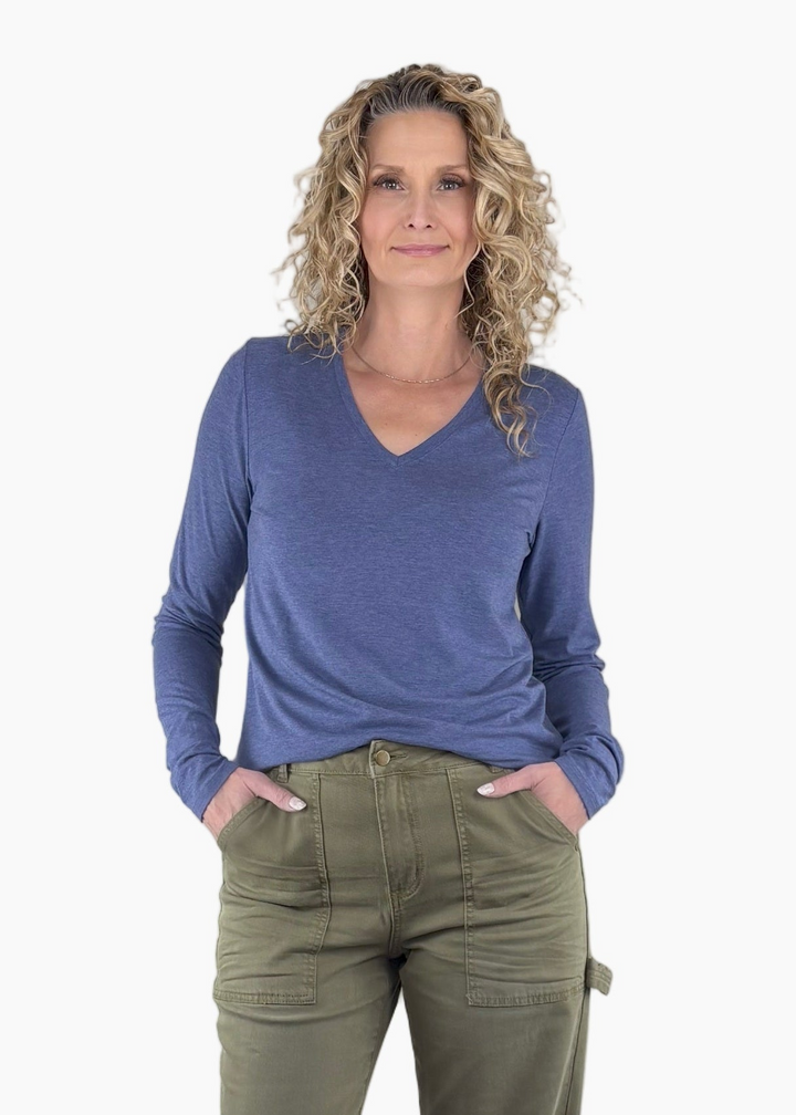 Bamboo Tall Long Sleeve V-neck Tee