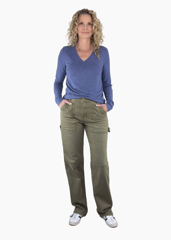 Bamboo Tall Long Sleeve V-neck Tee