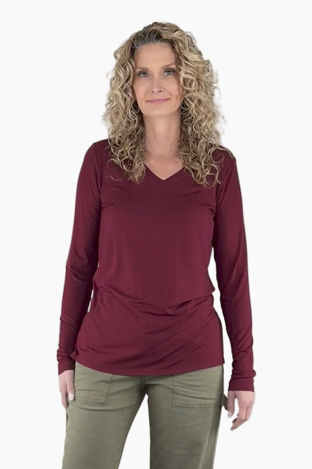 Bamboo Tall Long Sleeve V-neck Tee