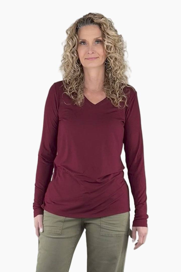 Bamboo Tall Long Sleeve V-neck Tee