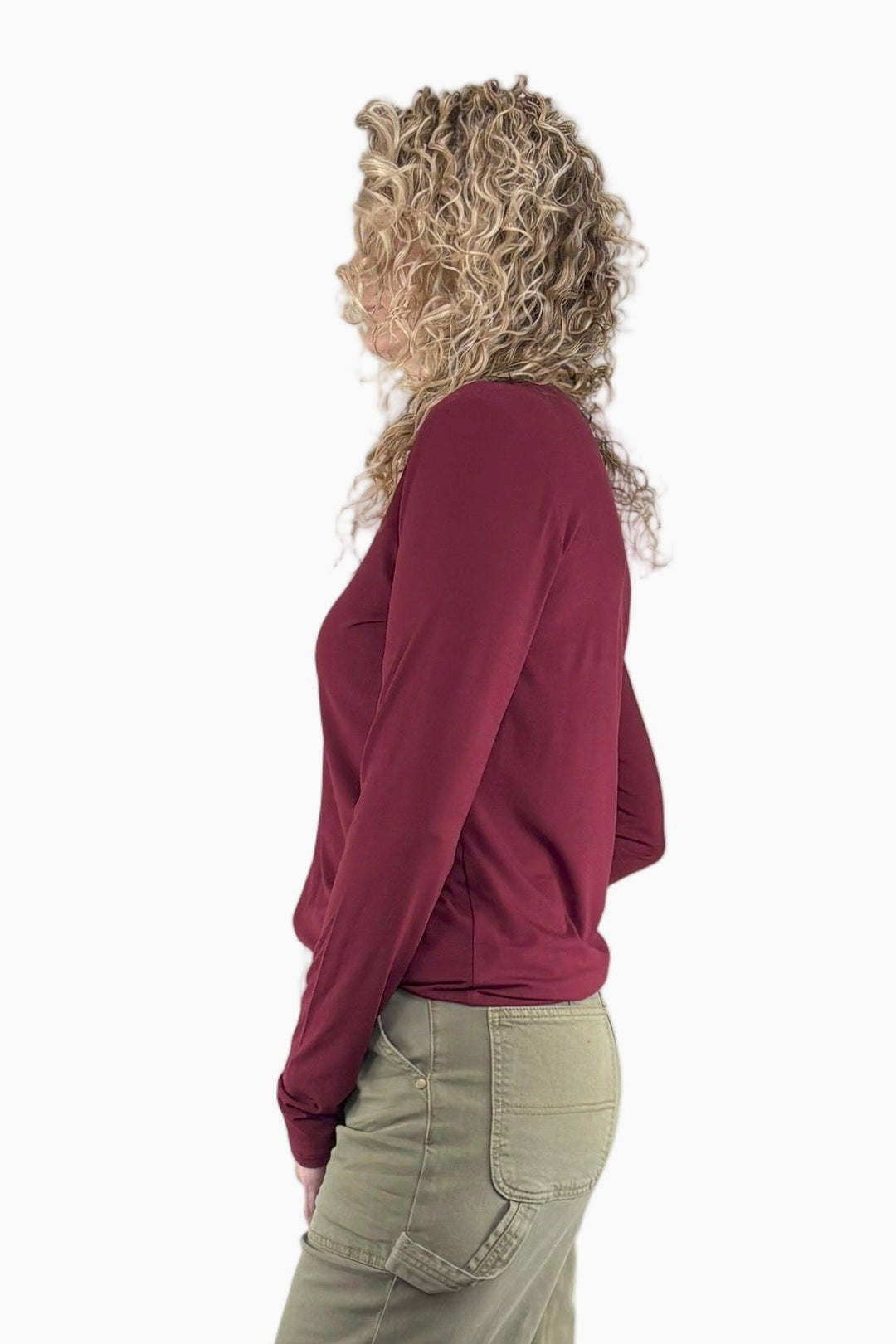 Bamboo Tall Long Sleeve V-neck Tee