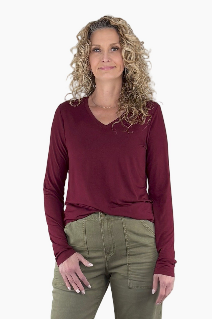 Bamboo Tall Long Sleeve V-neck Tee