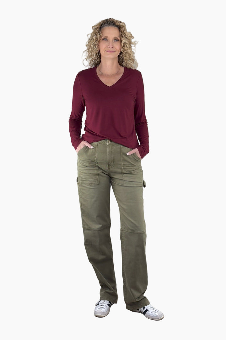 Bamboo Tall Long Sleeve V-neck Tee