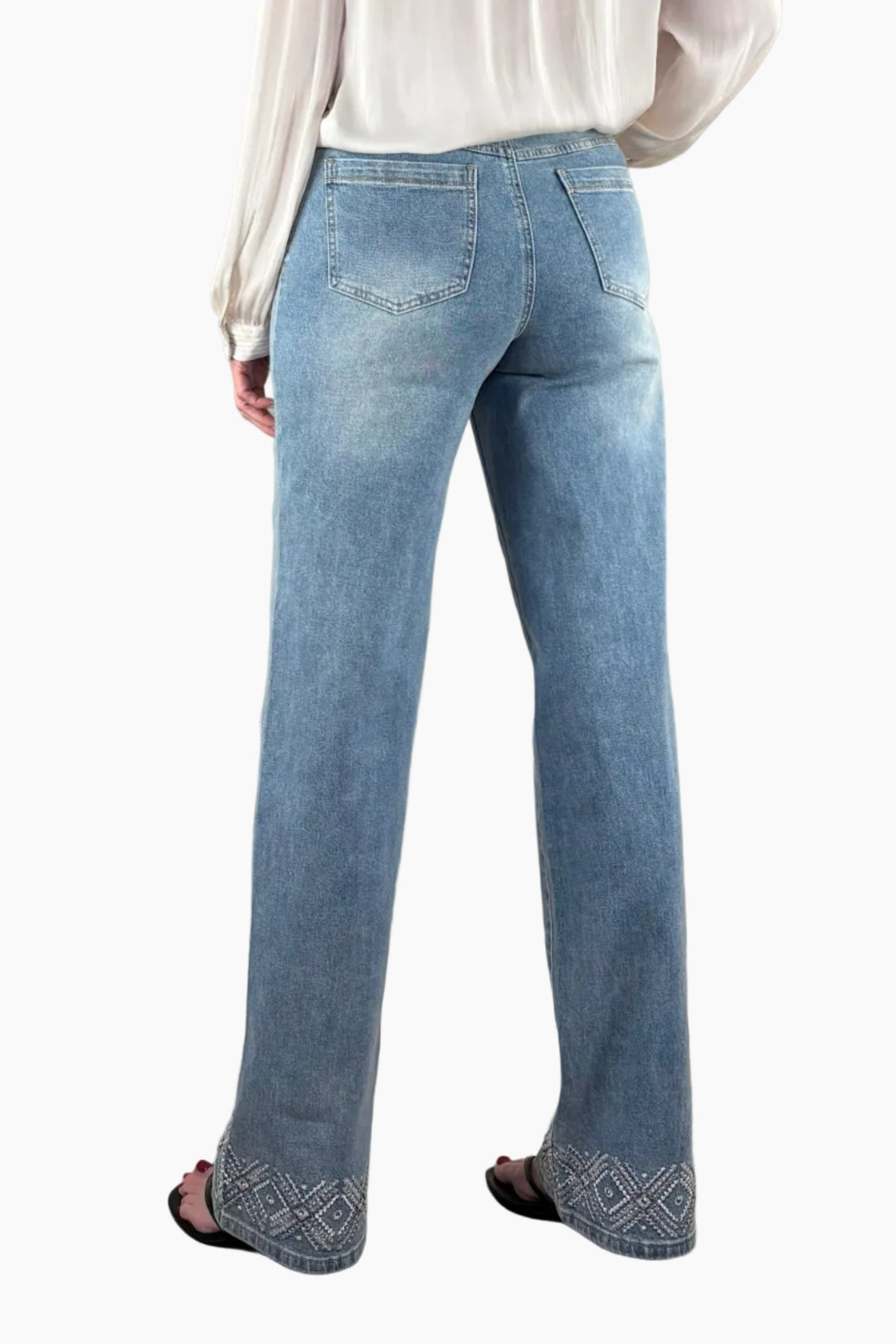 Beaded Embroidery Tall Wide Leg Jean