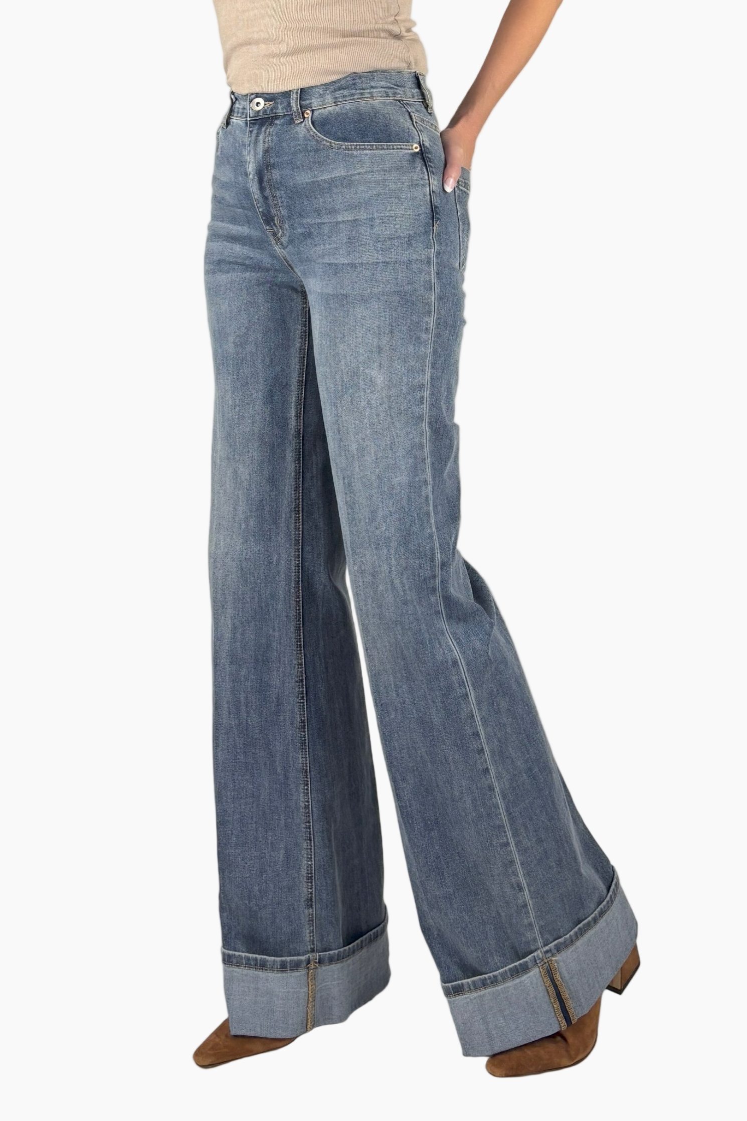 Simply Tall Womens Clothing - Brooke Cuff Tall Palazzo Jean