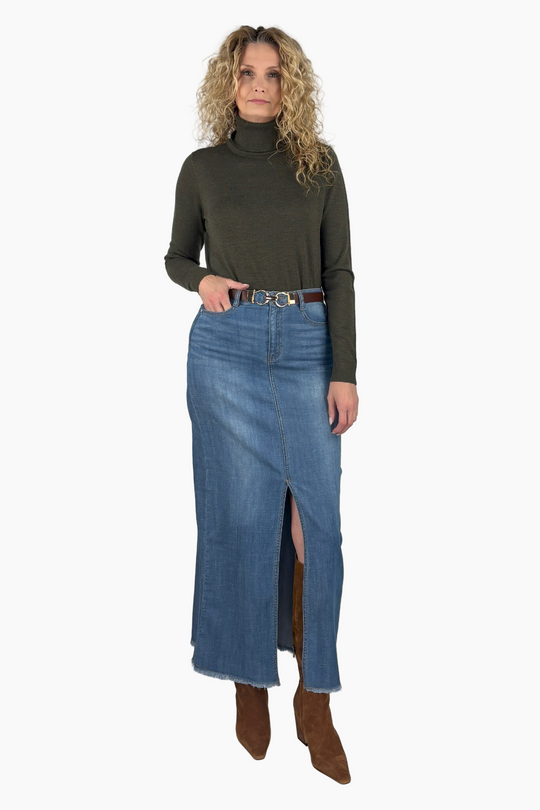 Simply Tall Womens Clothing Maxi Denim Skirt