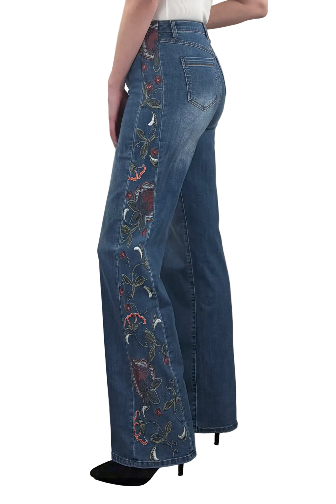 Simply Tall Womens Clothing - Brooke Embroidered Wide Leg Jean