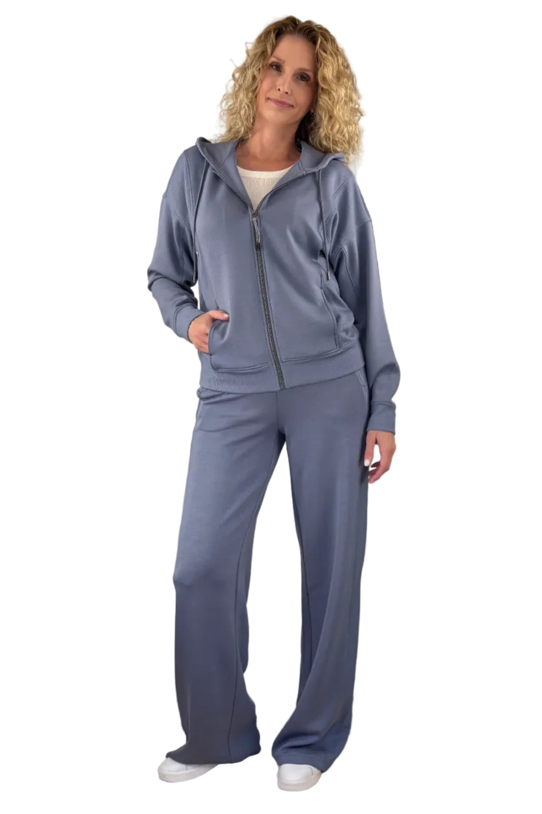 Luxe Wide Leg Tall Sweatpant Dusty Blue