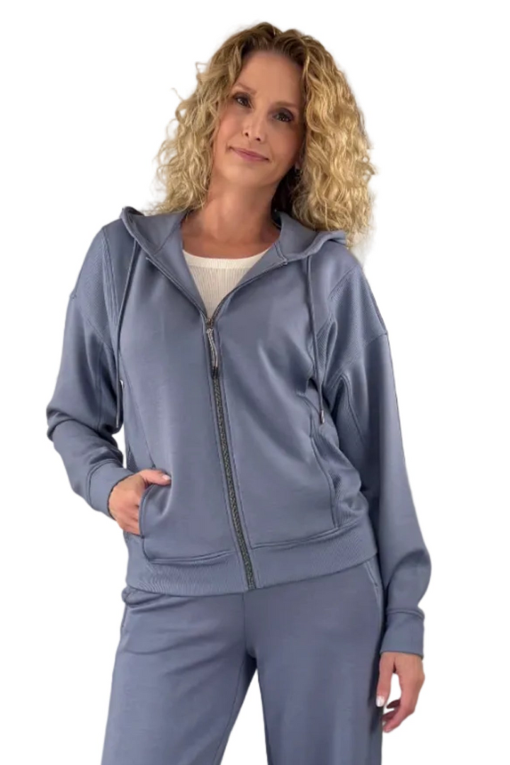 Luxe Zip Tall Hoodie Dusty Blue