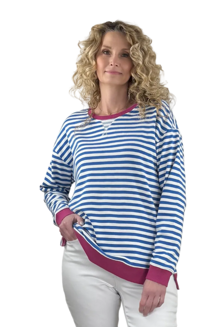 Luxe French Terry Striped Tall Sweatshirt
