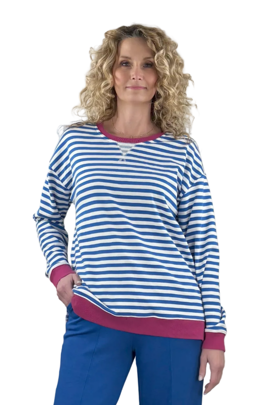 Luxe French Terry Striped Tall Sweatshirt