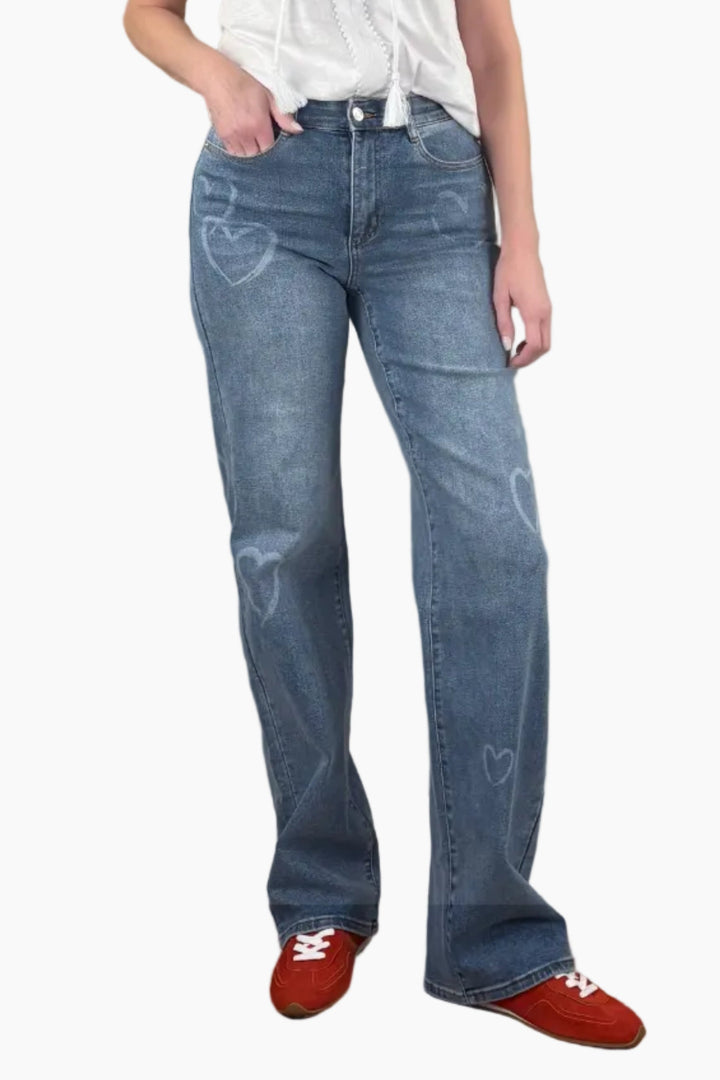 Heart Print Tall Straight Leg Jean