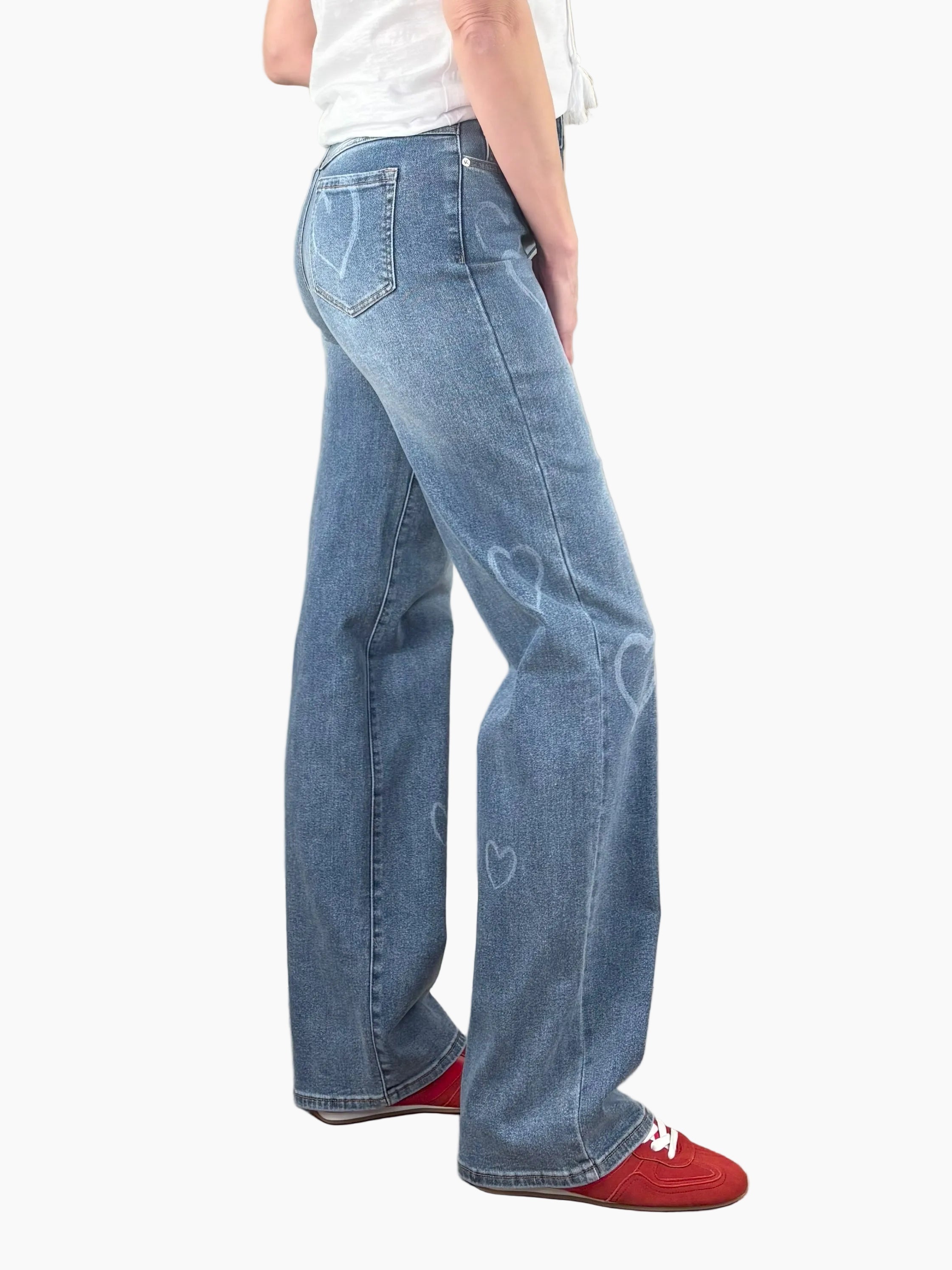Heart Print Tall Straight Leg Jean - Simply Tall Womens Clothing