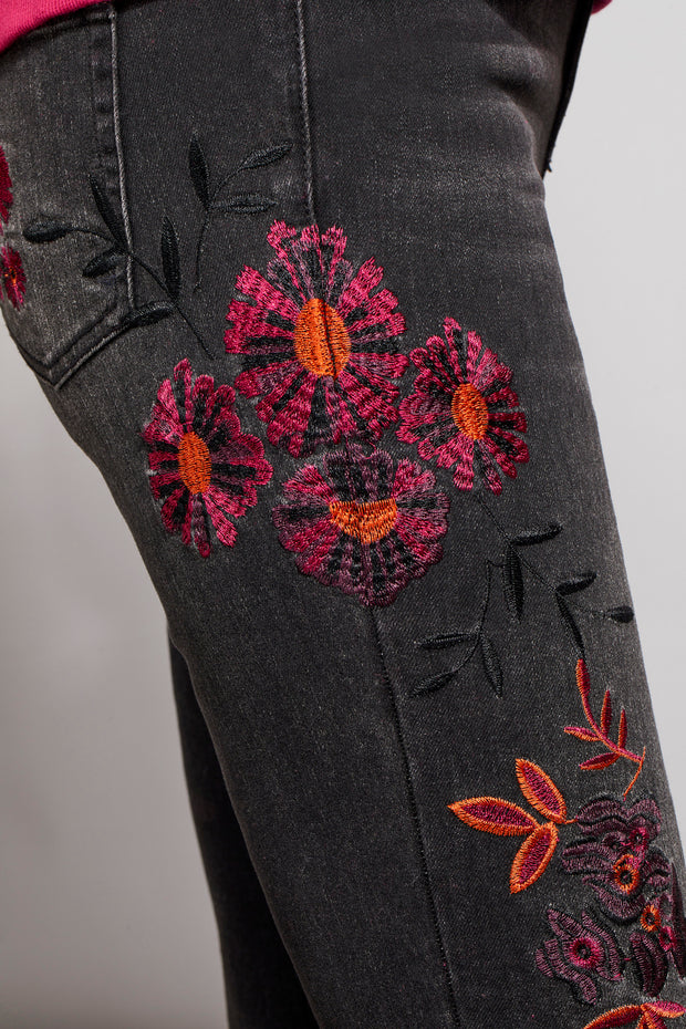Embroidered Floral Jean