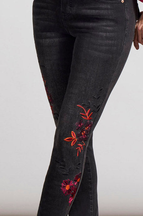 Embroidered Floral Jean