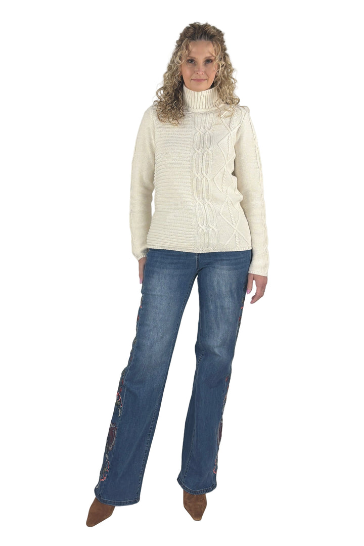 Brooke Embroidered Tall Wide Leg Jean