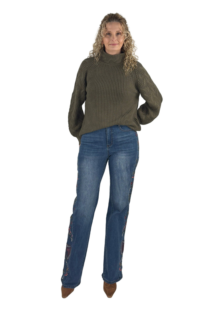 Brooke Embroidered Tall Wide Leg Jean