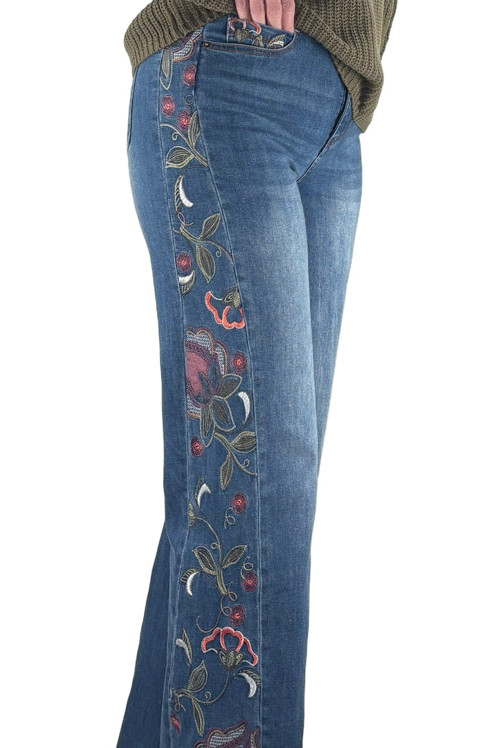 Brooke Embroidered Tall Wide Leg Jean