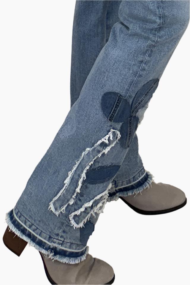 Boho Floral Applique Jean