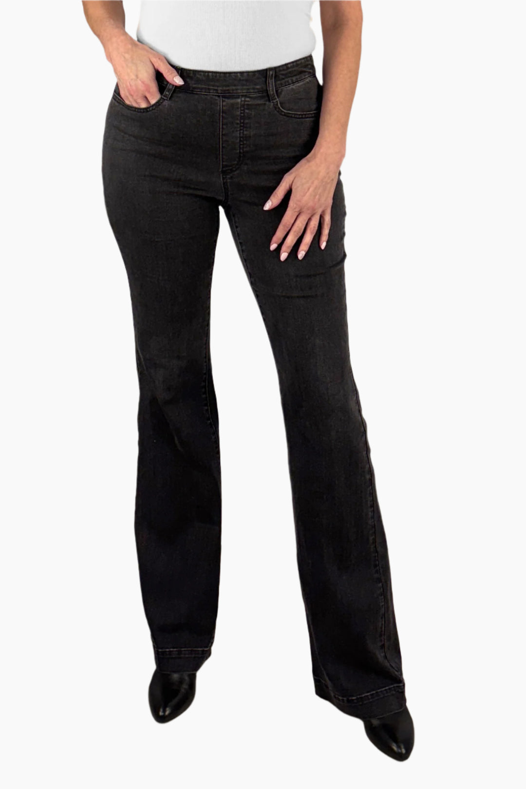 Audrey Wide Leg Jean Stone Black