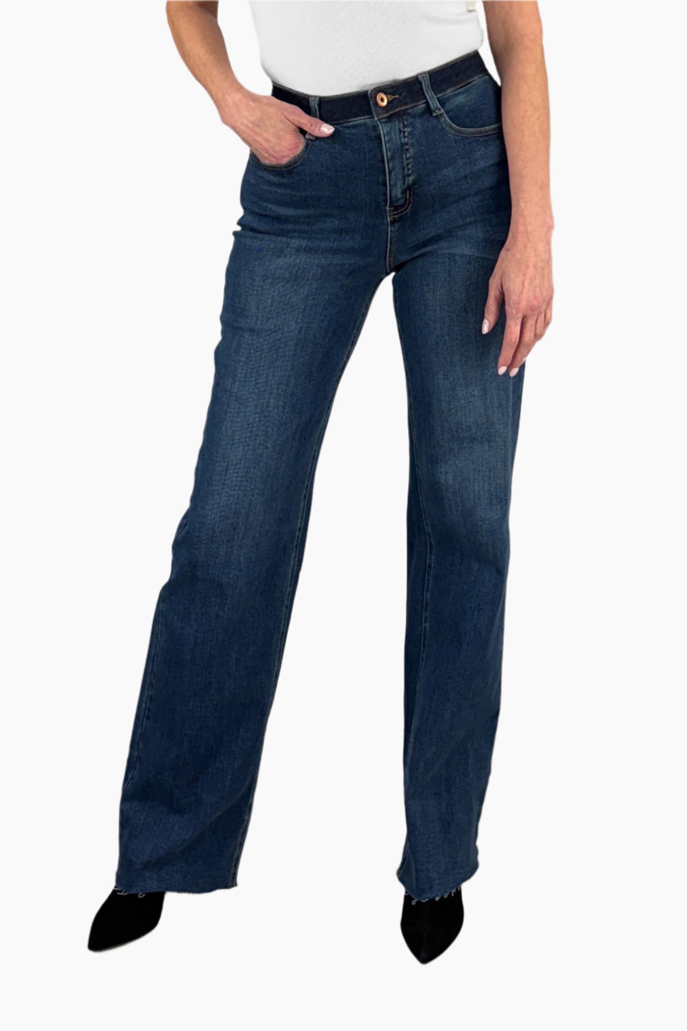 Simply Tall Womens Clothing - Sophia Contrast Tall Wide Leg Jean