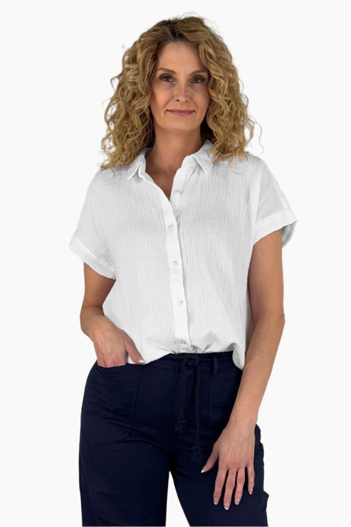 Oversized Cotton Gauze Camp Shirt