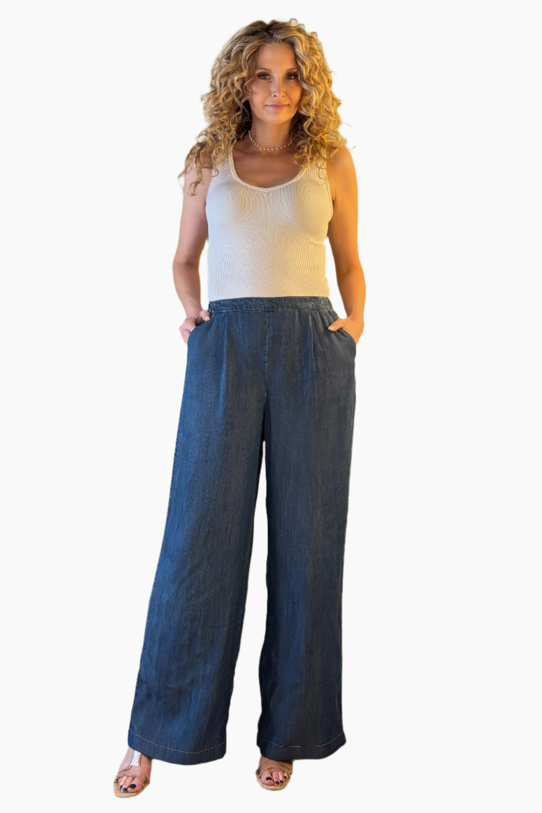 Textured Chambray Pant