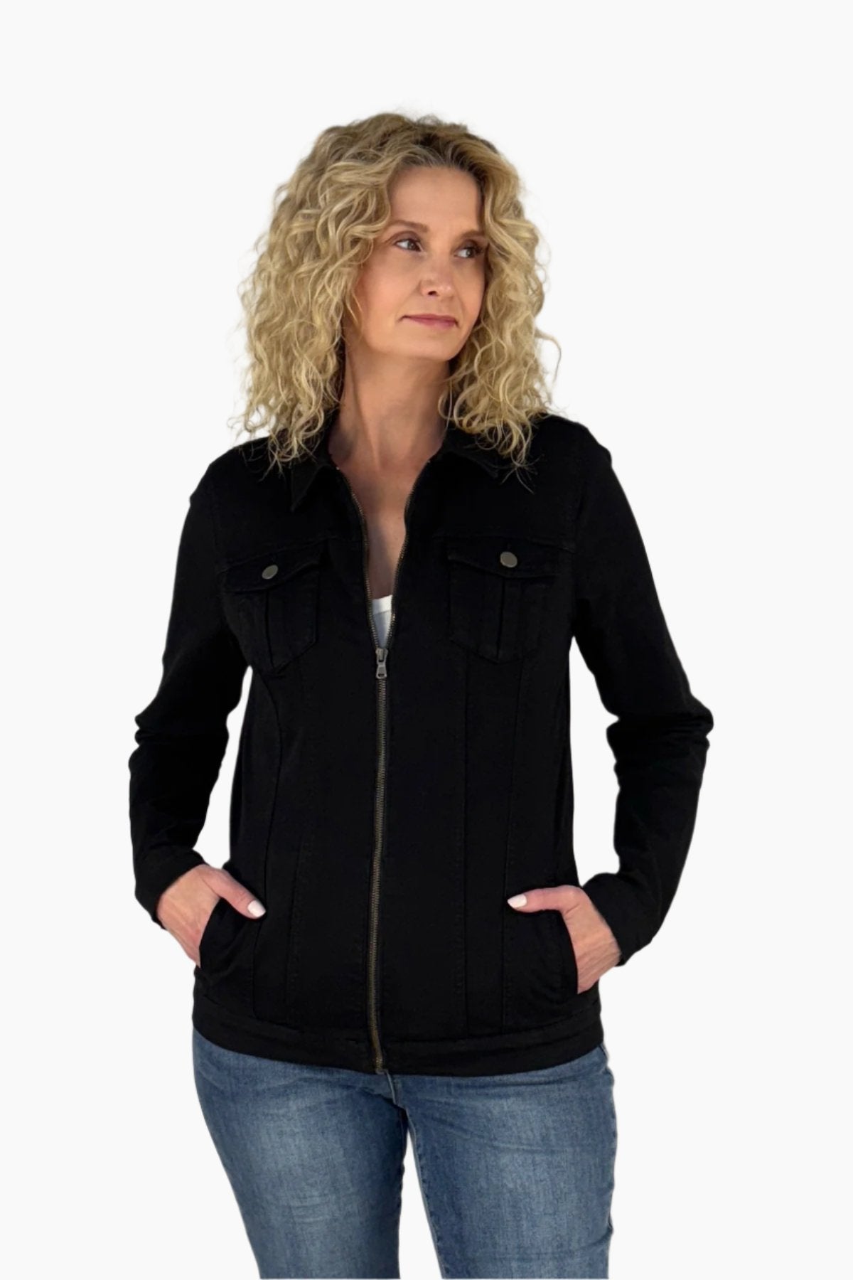 Simply Tall Womens Clothing - Zip Tall Denim Jacket