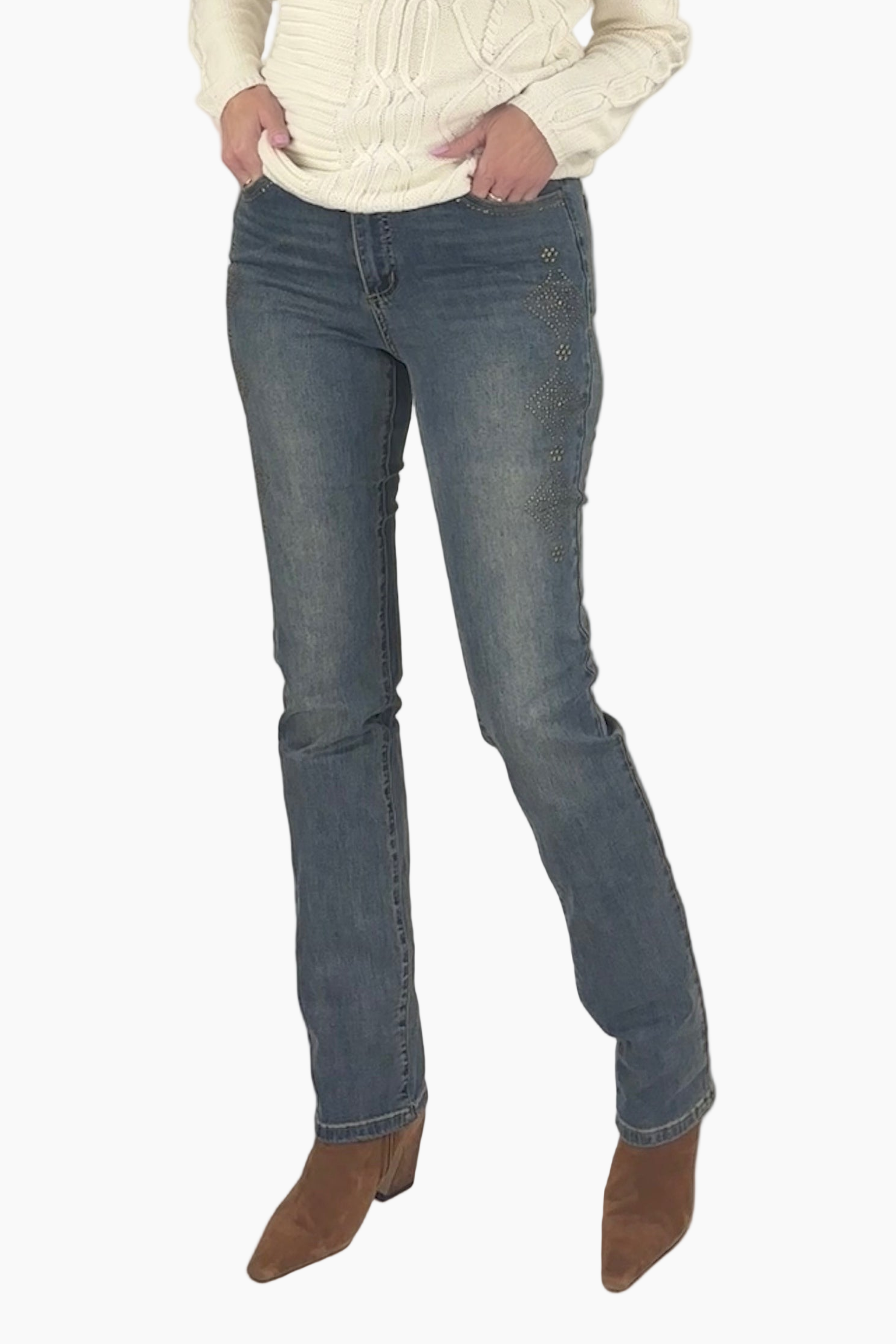 Simply Tall Womens Clothing - Stud Accent Tall Straight Leg Jean