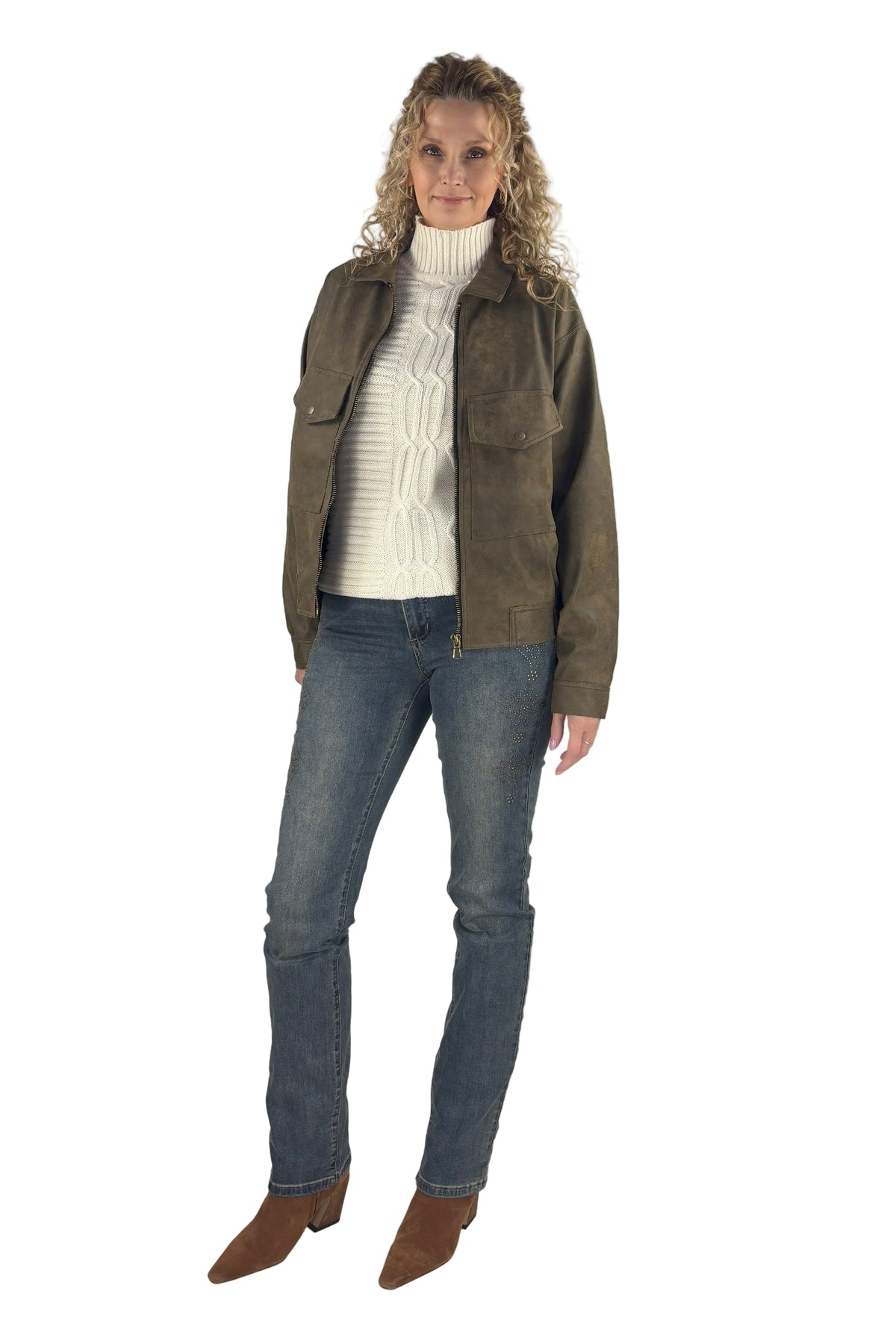 Simply Tall Womens Clothing - Charlie Vintage Vegan Tall Leather Jacket