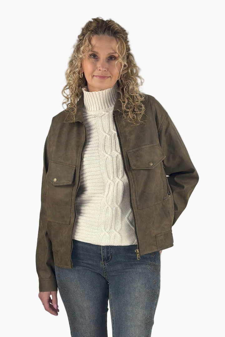 Charlie Tall Vintage Vegan Leather Jacket