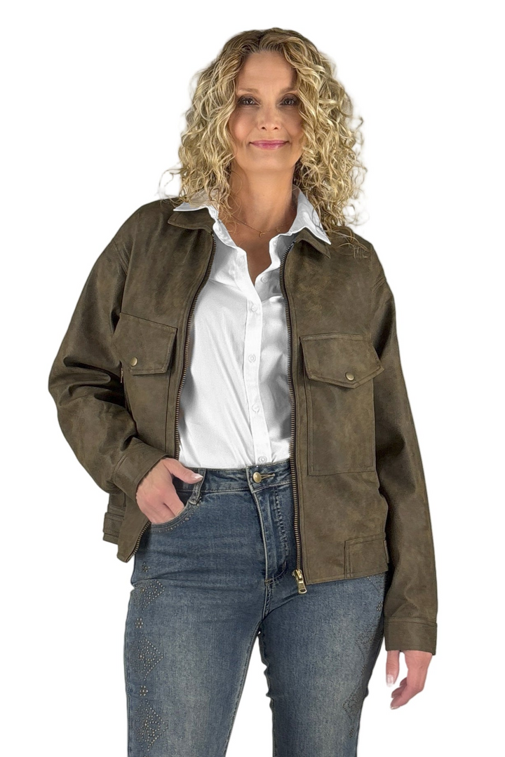 Charlie Tall Vintage Vegan Leather Jacket