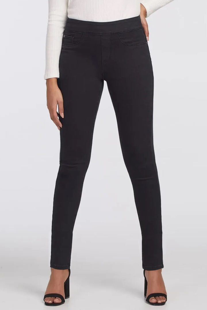 Audrey Pull On Skinny Shaper Jean Black - Final Sale