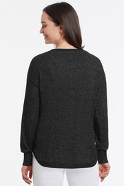Fuzzy Knit Side Button Top