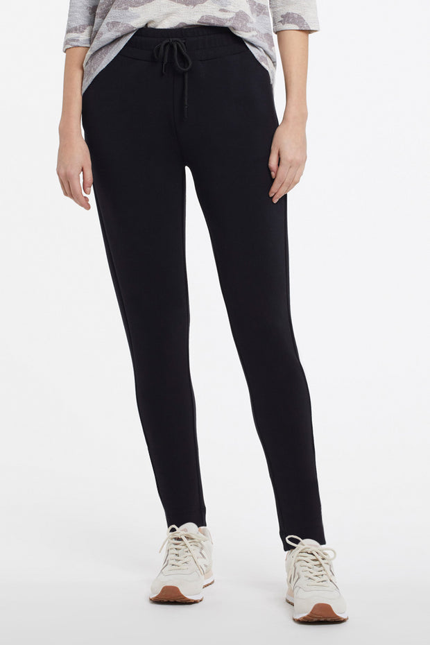 Scuba drawstring pants with side pockets and side slits